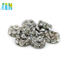 Wholesale IA0204 Large Hole Nickel Black Plating Metal Tone Crystal Rhinestone Rondelle Spacer Beads